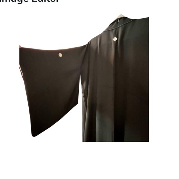 Vintage Japanese Kimono – Black Silk w/ Cranes & Family Crests - Picture 6 of 7